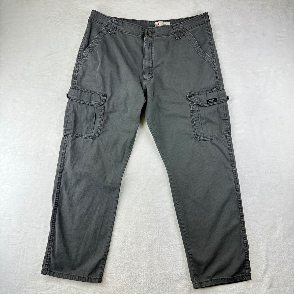 Wrangler Cargo Pants Mens Relaxed Fit 36x30 Gray Workwear Cotton Stretch